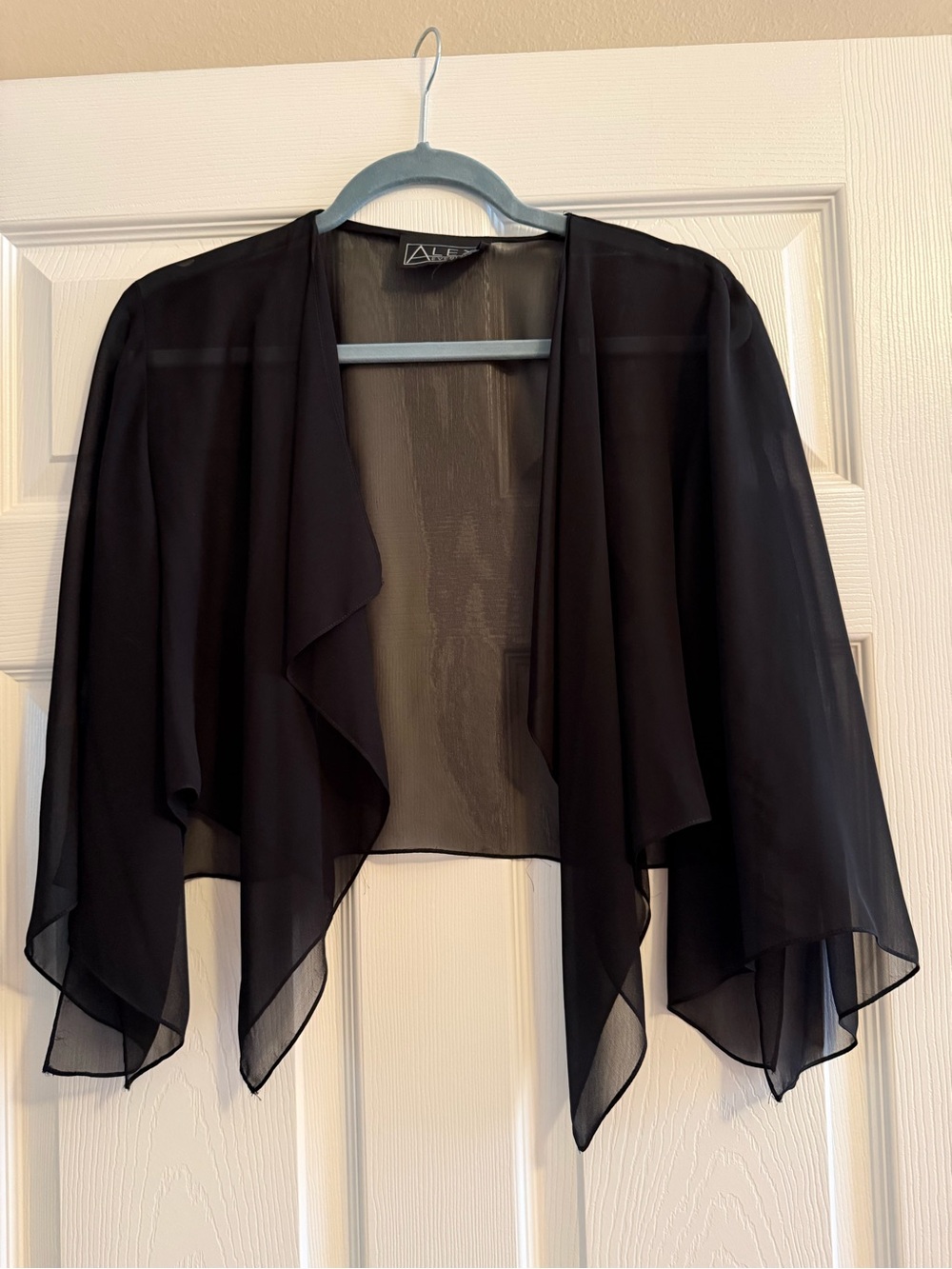 Alex Evenings Black Sheer Draped Shrug - L/XL